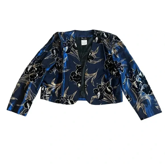 Diane Freis Original Open-Front Blazer Bolero Jacket Floral Size Small Women's - Picture 1 of 10